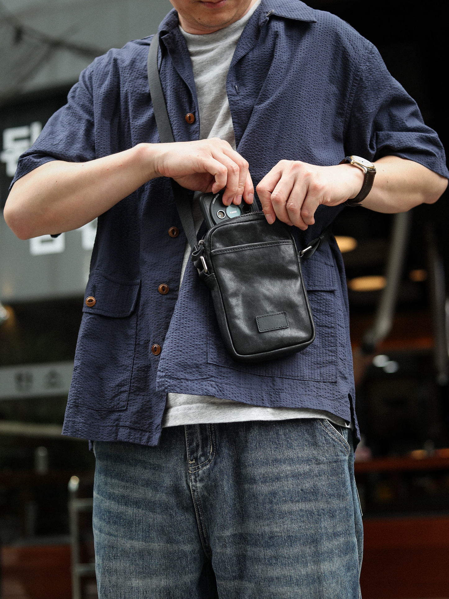 李記 | 原創手工真皮 | 都市男的【顯瘦减齡】休閒小背包ls075號