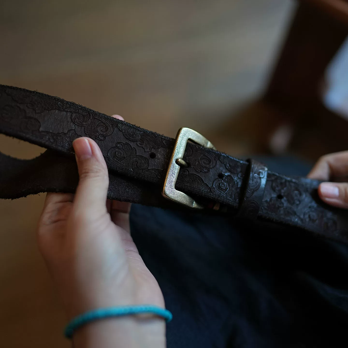 李記 | 原創手工真皮 | 雕花銅扣!!百搭休閒皮帶腰帶ls17723號