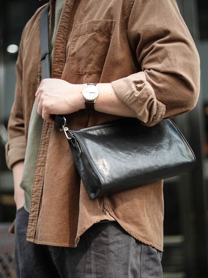 李記 | 原創手工真皮 | 進囗頭層天然植タ休閒小包ls8210號