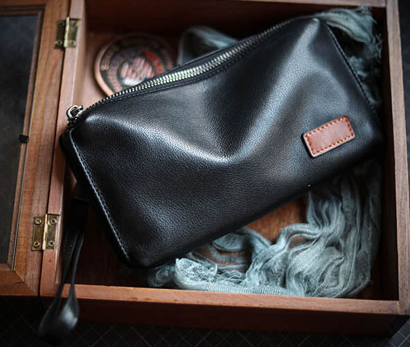 李記 | 原創手工真皮 | 進口小牛皮! 軟皮!拉鏈手拿包ls8572號