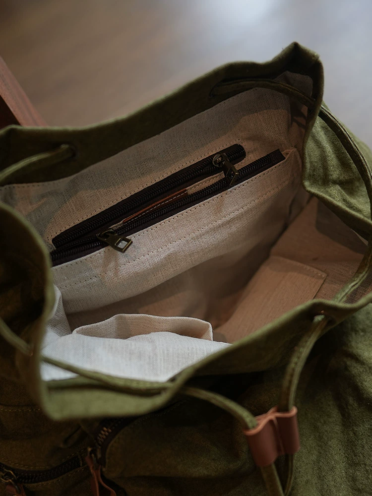 李記 | 原創手工真皮 | 輕便帆布い拼接牛皮の後背包ms171號