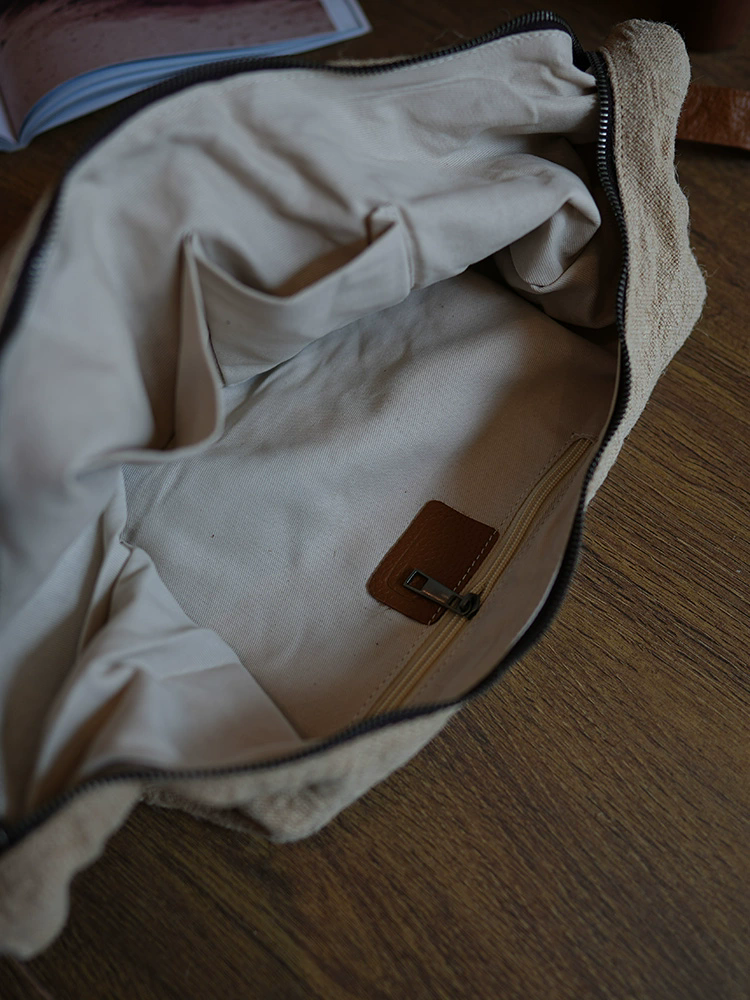李記 | 原創手工真皮 | 襤褸手縫補丁い棉麻托特包ms177號