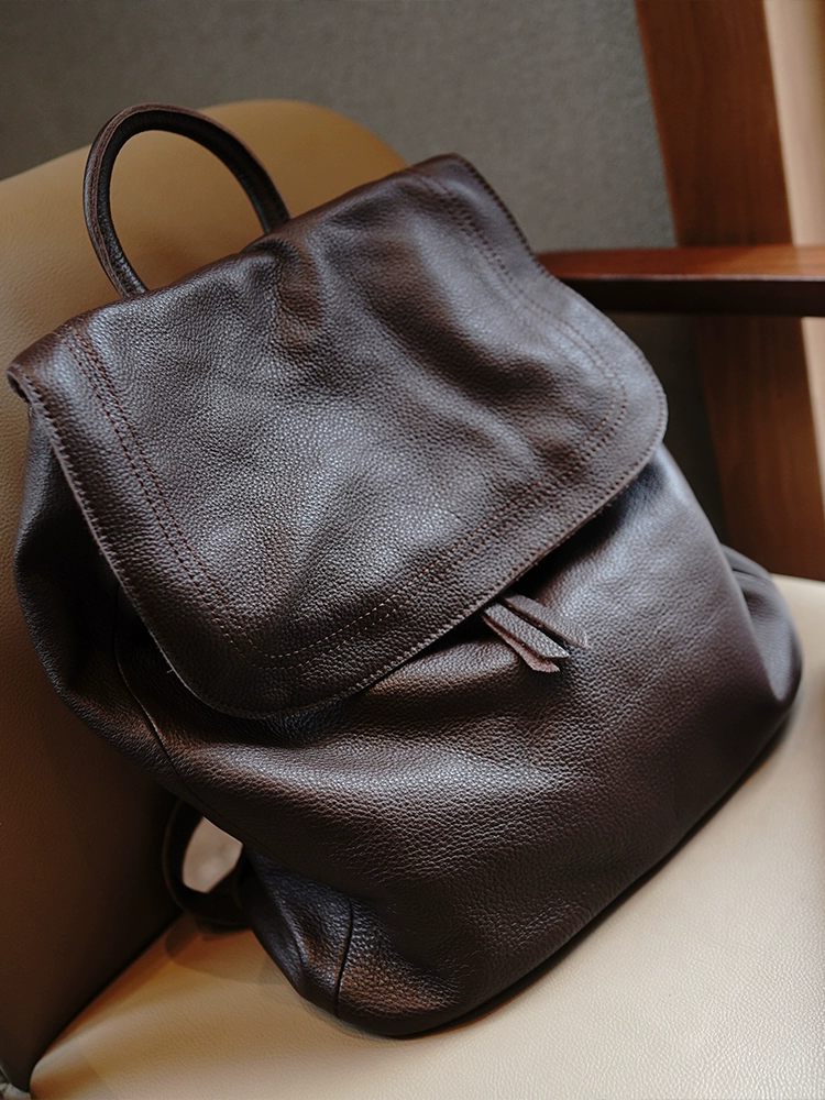 李記 | 原創手工真皮 | 頭層軟牛皮い簡約後背包ms217號