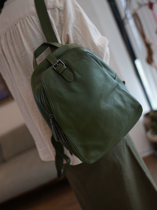 李記 | 原創手工真皮 | 差旅い簡約軟牛皮の後背包ms229號