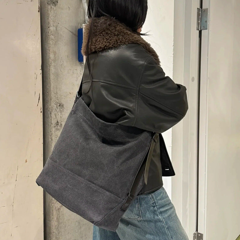 李記 | 原創手工真皮 | 慵懶風バ大容量帆布包nx153號