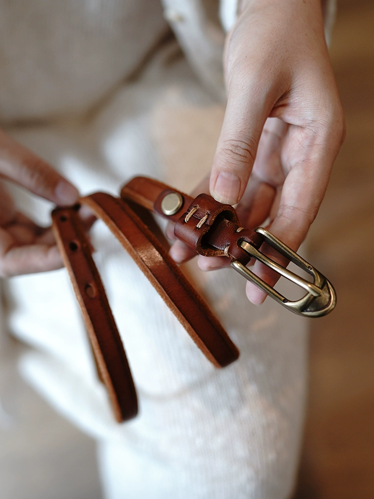李記 | 原創手工真皮 | 本革銅製扣バ連衣裙裝飾い細腰帶pd61號