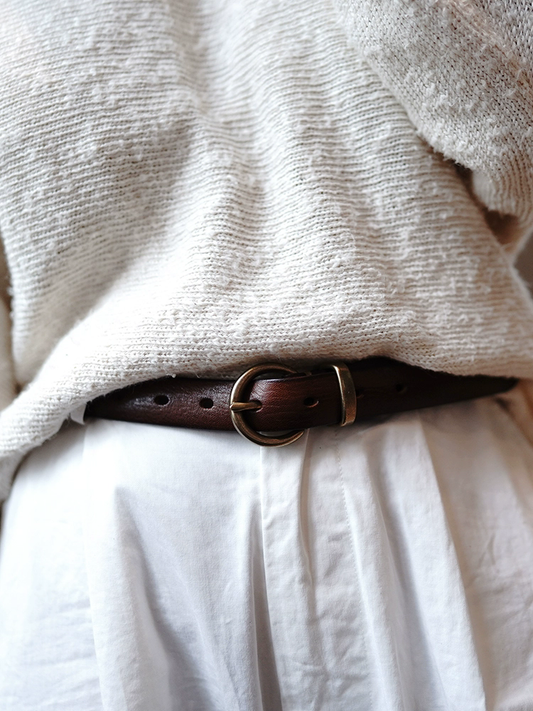 李記 | 原創手工真皮 | 植鞣牛皮ス復古小圓扣の褲腰帶pd6305號
