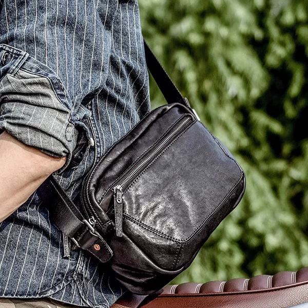 李記 | 原創手工真皮 | 獨特皮面紋理褶皺の斜唄包ps256號