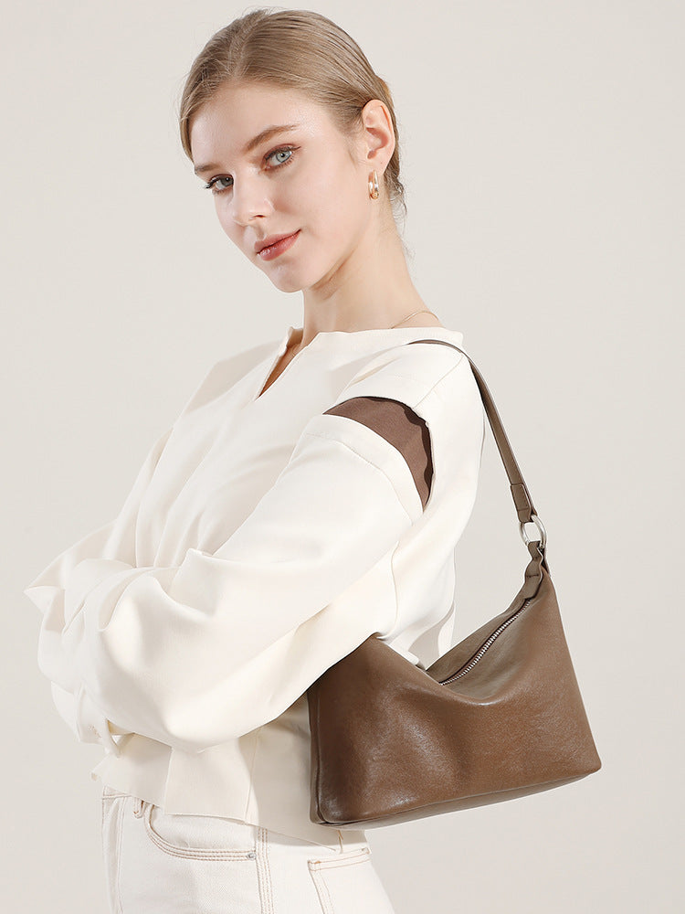 李記 | 原創手工真皮 | 頭層植鞣紋牛皮が復古腋下經典包ql3005號