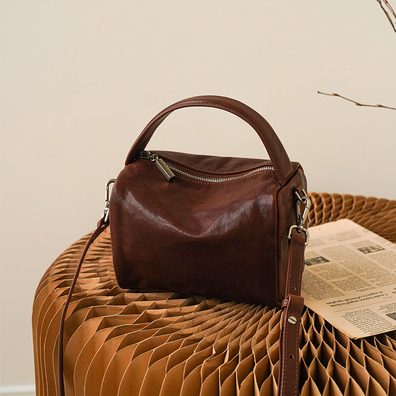 Li Ji | Original handmade genuine leather | Vegetable-tanned first-layer cowhide texture and small square bag No. 199