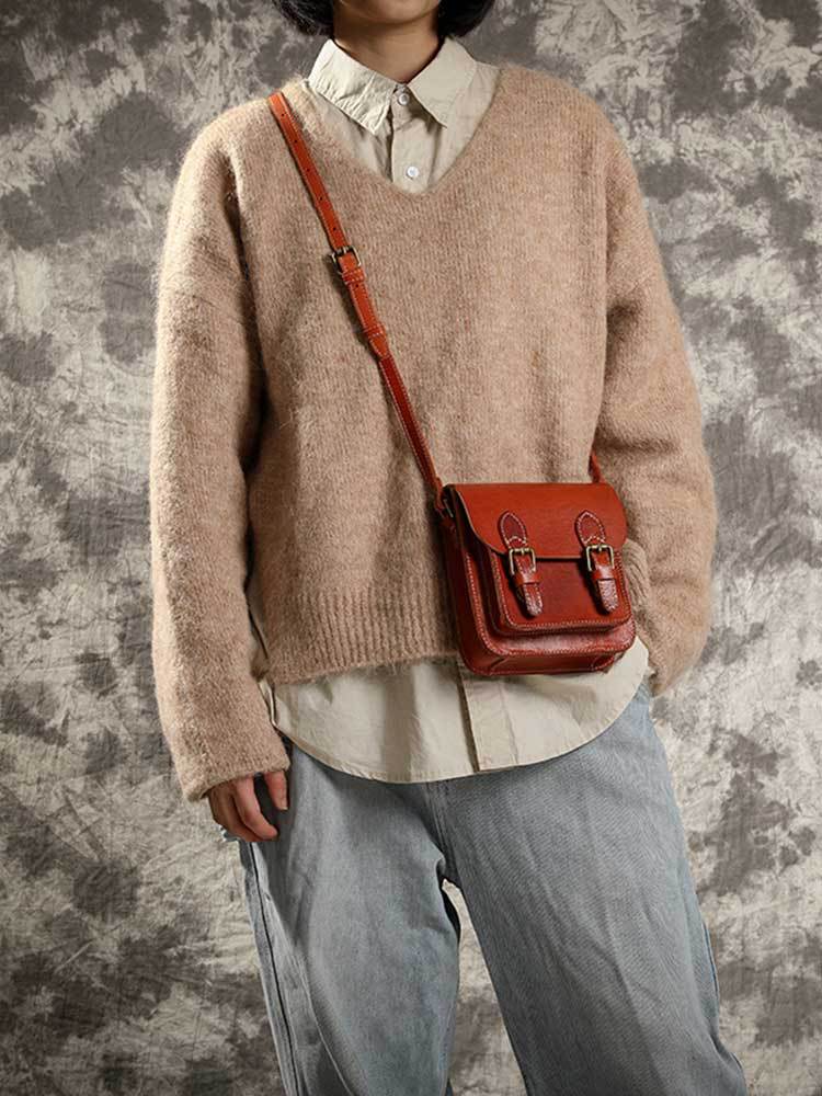 Li Ji | Original handmade genuine leather | Wen Yunfan vegetable tanned leather handmade small square bag No. Z21021