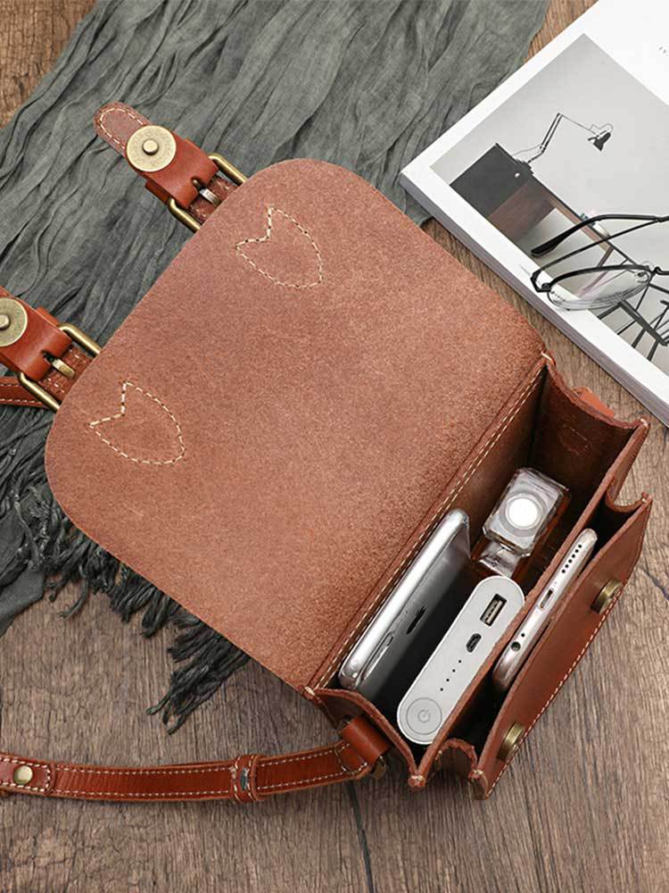 Li Ji | Original handmade genuine leather | Wen Yunfan vegetable tanned leather handmade small square bag No. Z21021