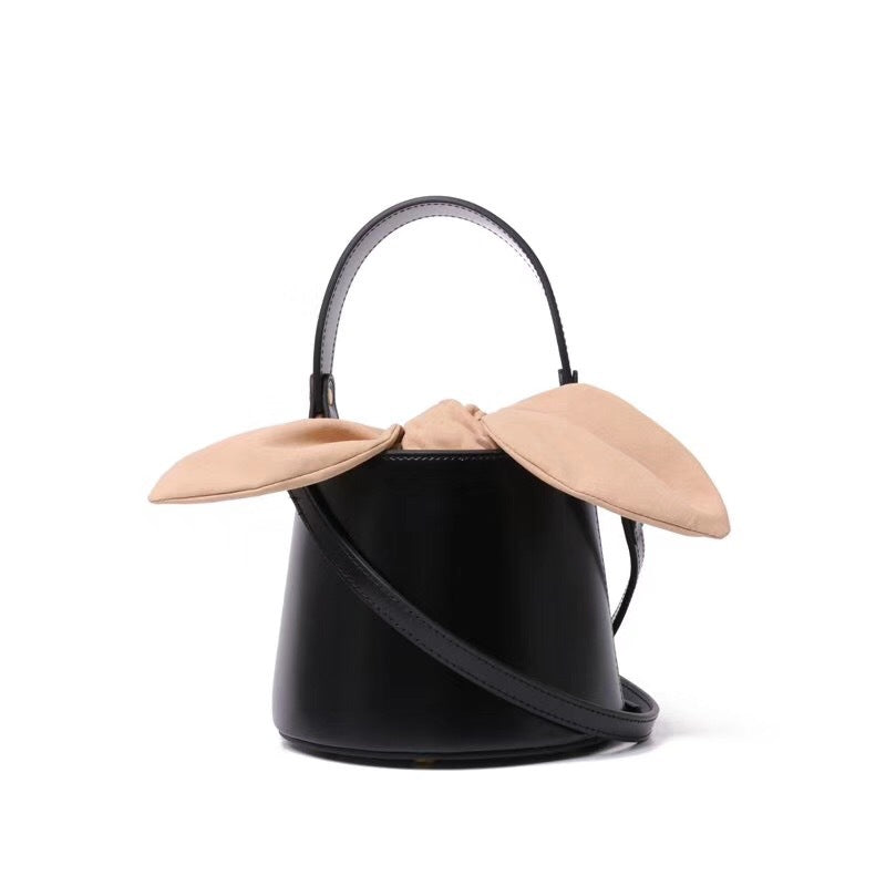 Li Ji | Original leather handmade | Plain cowhide bow bucket bag No. 4225