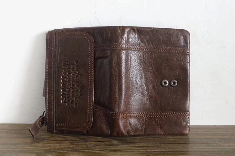 李記 | 原創真皮手工 | 帶標油蠟皮錢包 P2006號