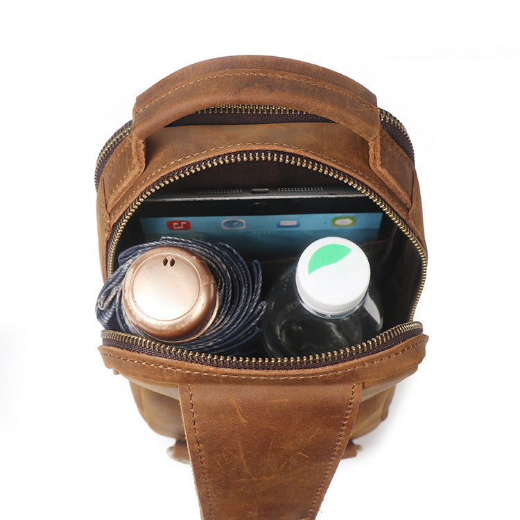 Li Ji | Original leather handmade | Simple waist bag/chest bag No. 075