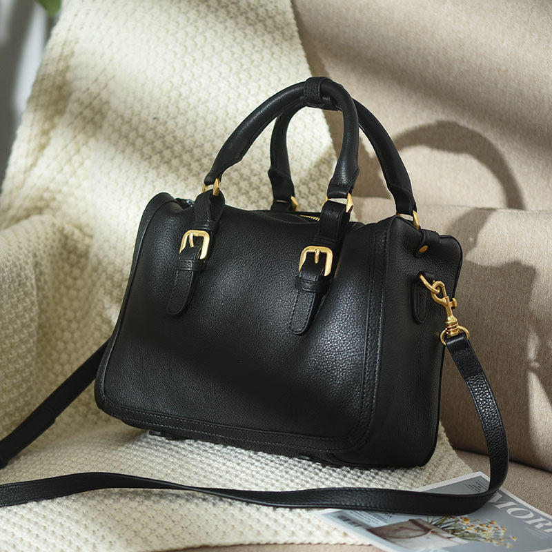Li Ji | Original handmade leather | Hong Kong style soft leather Boston handbag No. 1876