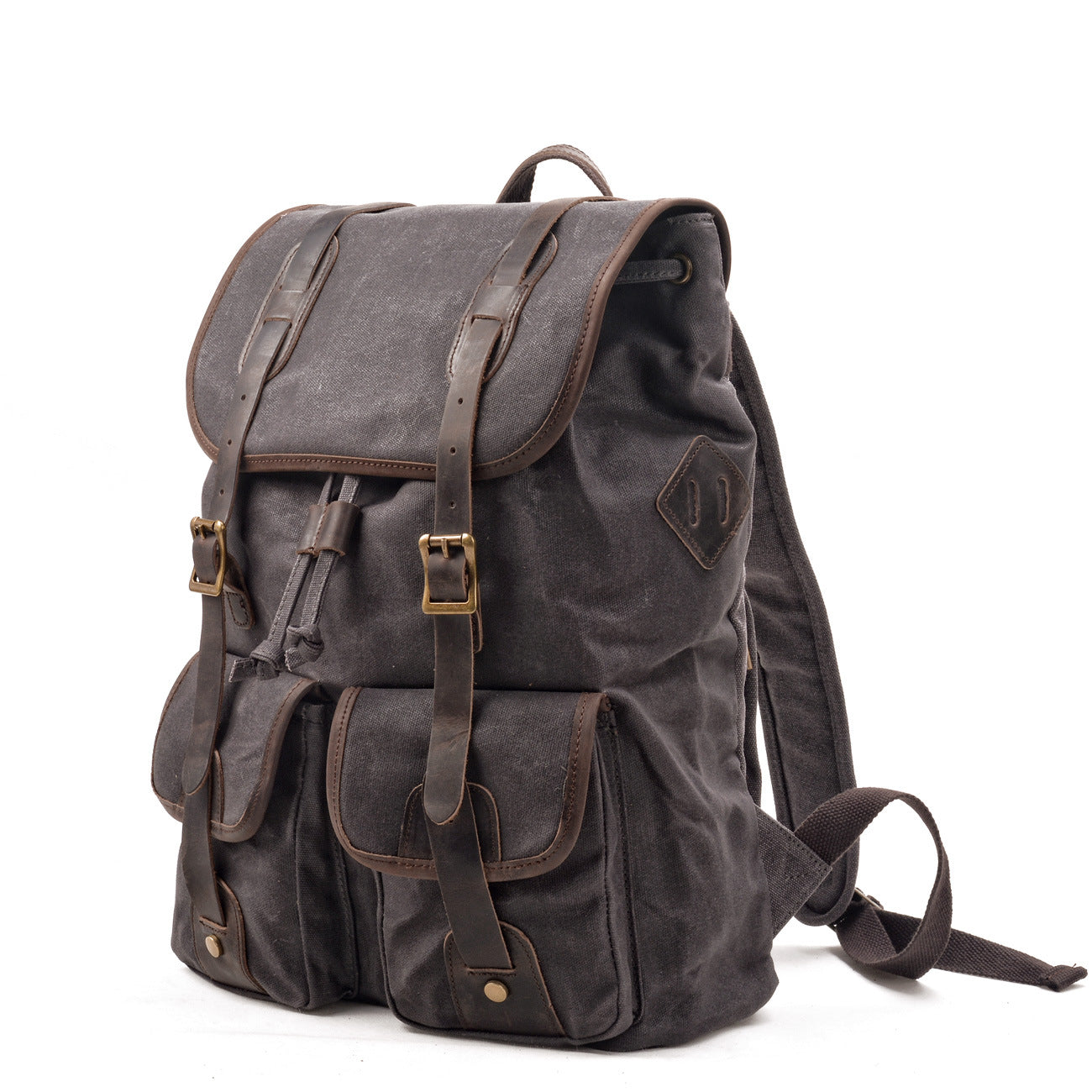 Li Ji | Original handmade leather | Canvas stitching backpack outdoor backpack No. 5105