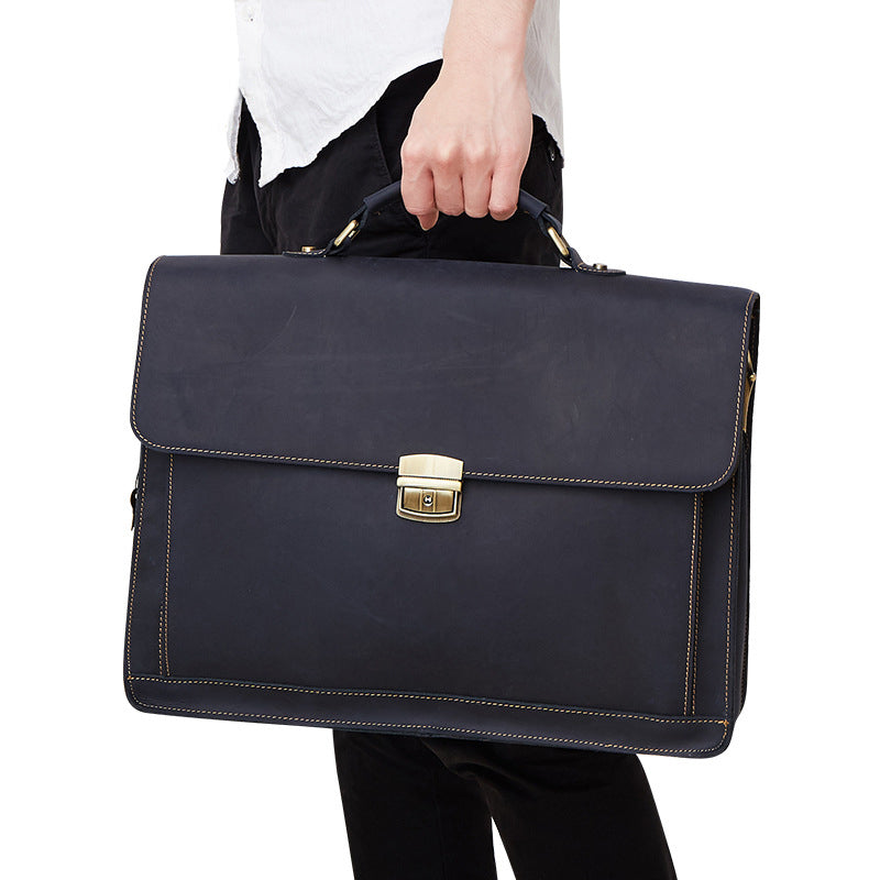 李記 | 原創真皮手工 | 瘋馬皮 手提包/斜挎包/公事包 6393號