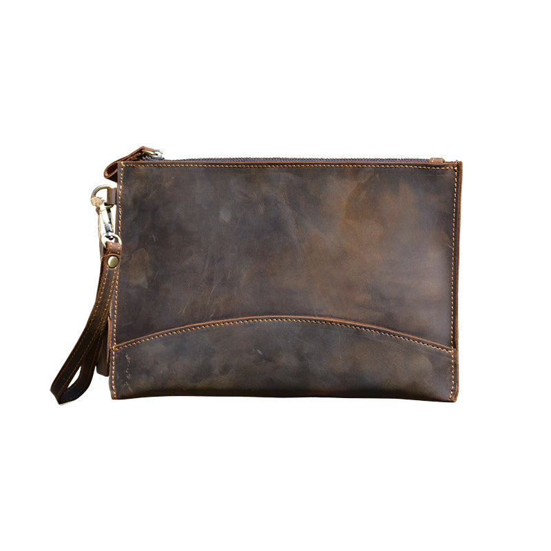 Li Ji | Original handmade | Simple crazy horse leather retro envelope bag/handbag/wallet No. 6800