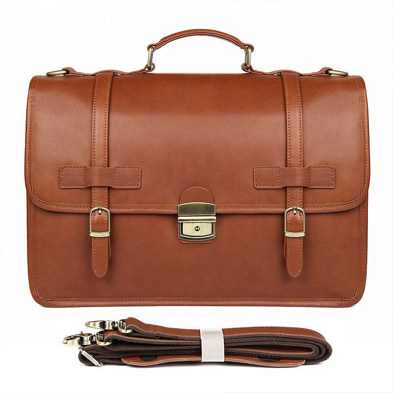 Li Ji | Original handmade leather | British style briefcase genuine leather exquisite business travel bag No. 7397