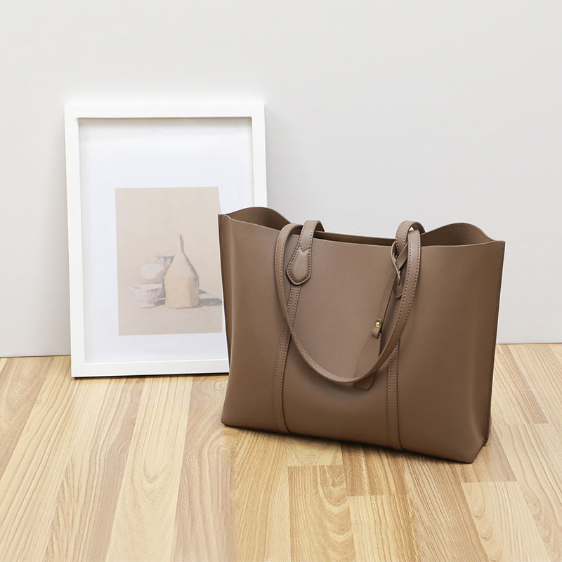 Li Ji | Original handmade leather | Split cow leather tote large bag No. 7967