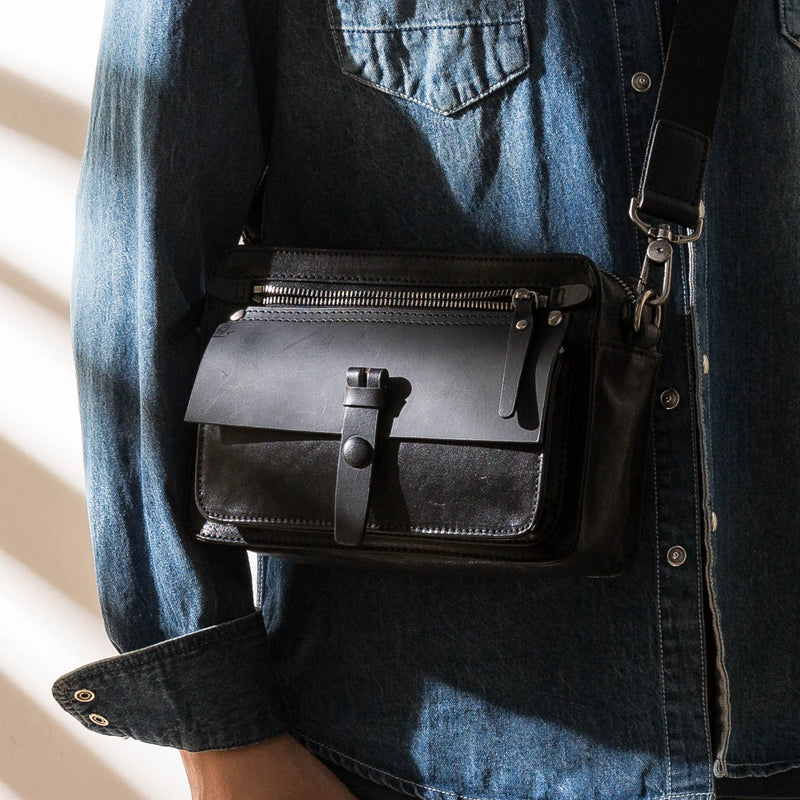 李記 | 原創真皮手工 | 真皮斜挎包 工裝包 郵差包 8122號