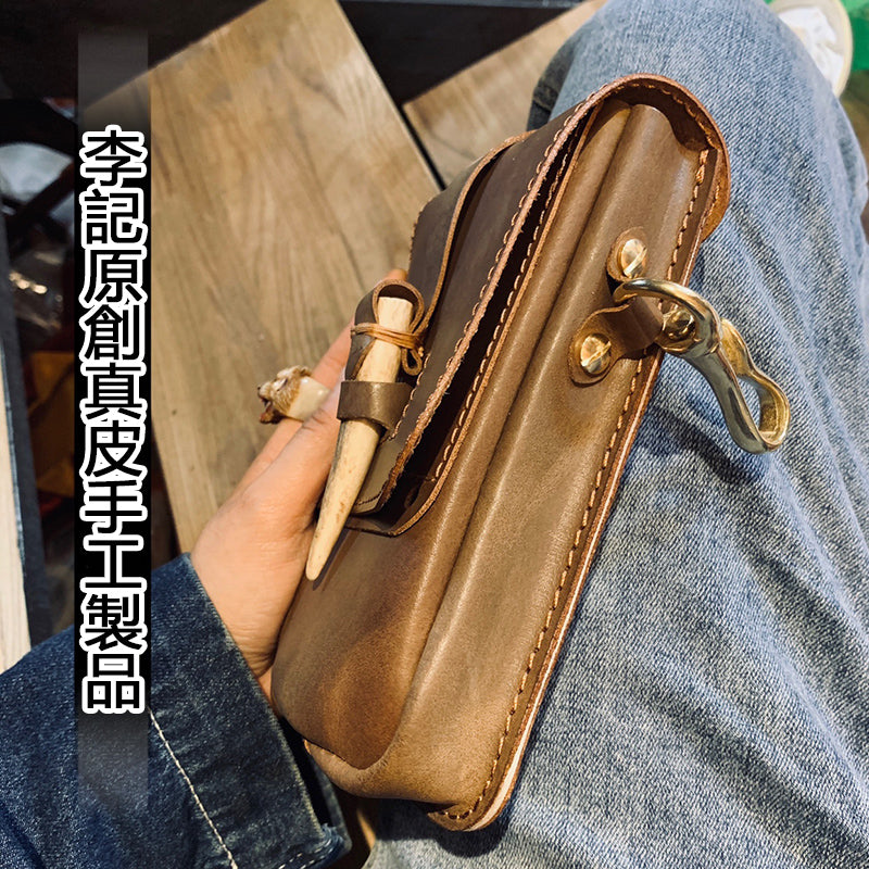 李記 | 原創真皮手工 | 鹿角牛皮 腰包/掛包/ 8843號