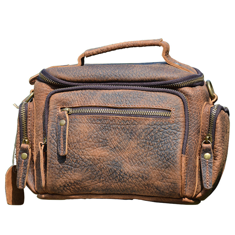 Li Ji | Original handmade genuine leather | Mad cow leather elephant pattern shoulder bag portable small messenger bag No. 9904