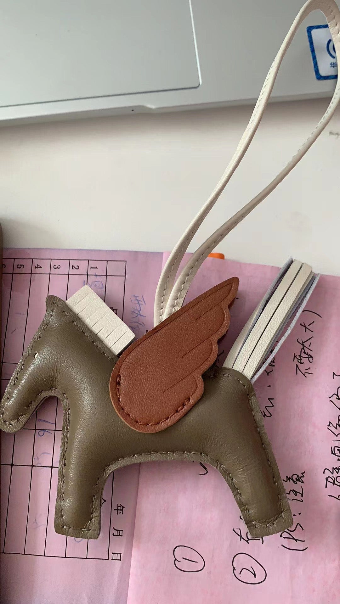 Li Ji Leather Accessories | Little Pegasus Pendant Textured Sheep Leather No. 70298