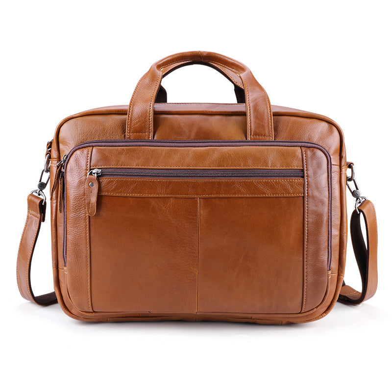 Li Ji | Original handmade leather | Retro briefcase Briefcase business handbag genuine leather bag No. 6476