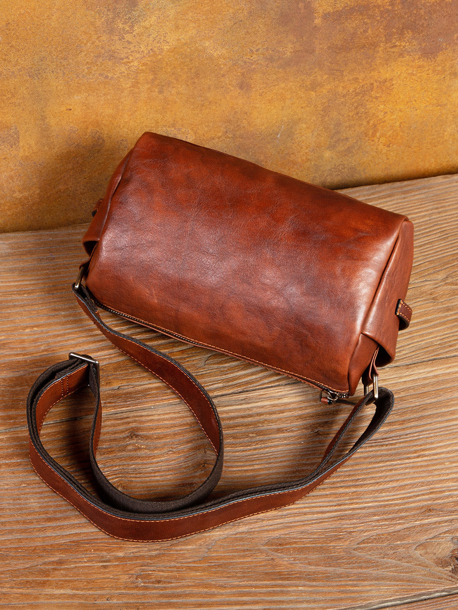 李記 | 原創手工真皮 | 牛革 橫款橢筒包 3930號