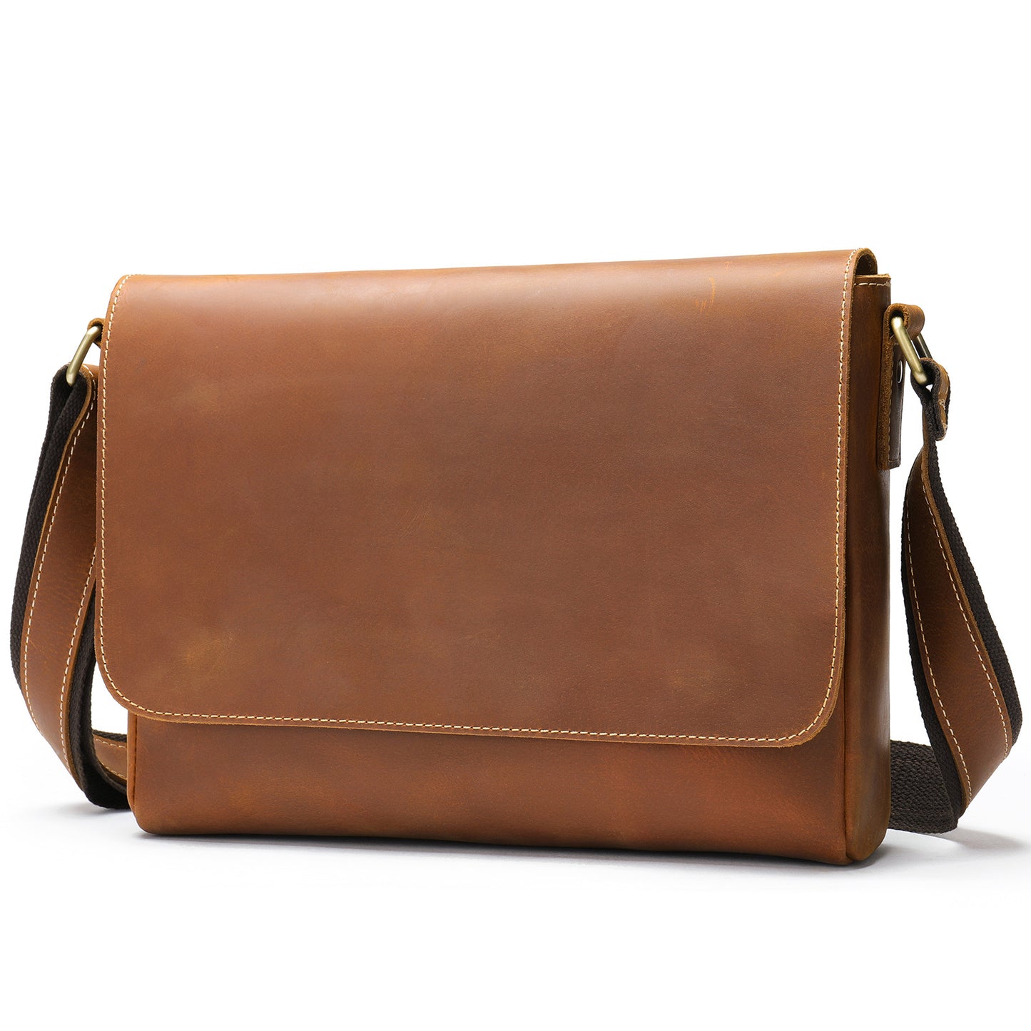 Li Ji | Original genuine leather handmade | Basic retro old school messenger bag No. 6011