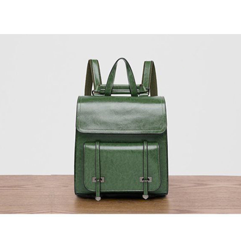 李記 | 原創手工真皮 | 油蠟-軟面磁扣雙肩包 8157號