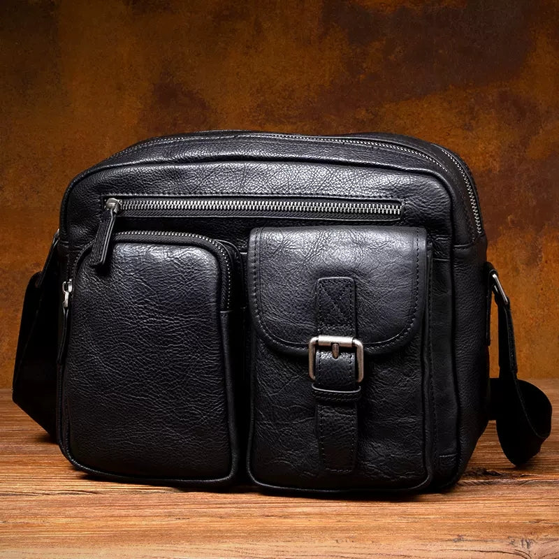 李記 | 牛皮原創手工 | 牛革構造には収納 郵差包 6818號