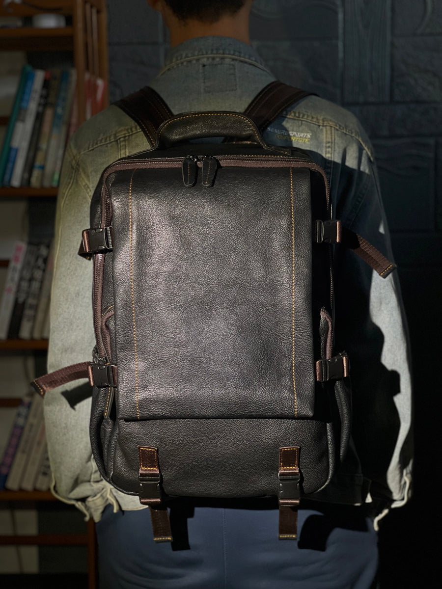 Li Ji | Original leather handmade | Textured leather backpack travel No. 9400