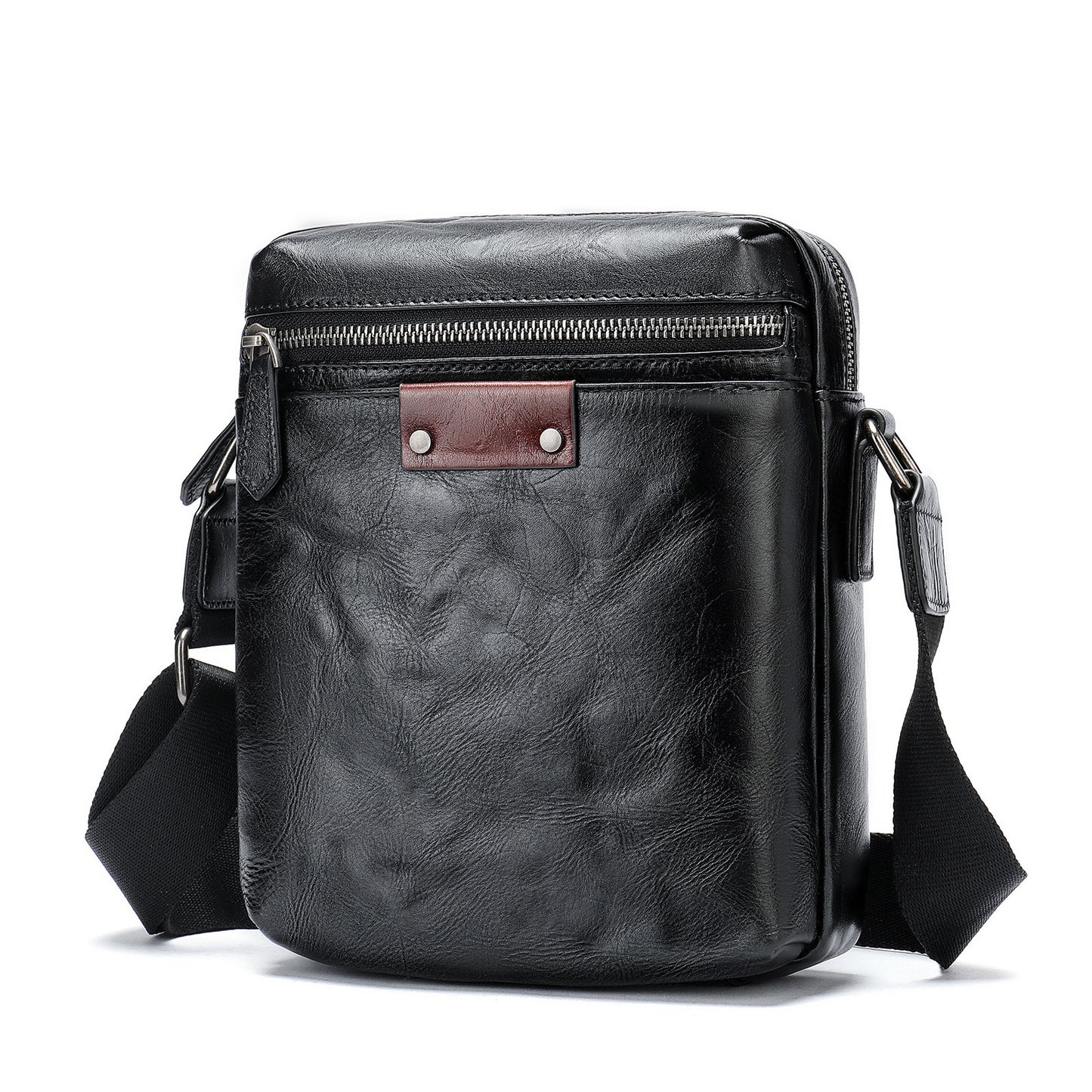 Li Ji |. หนังแท้ของแท้ |. กระเป๋าสะพายแนวตั้งหนังวัวชั้นแรกทำมือหมายเลข 6067