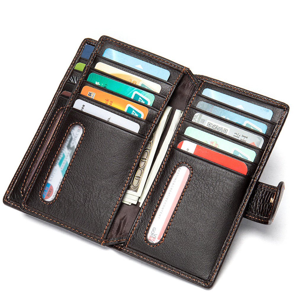 Li Ji | Original handmade genuine leather | Vertical square/multi-card slot/long wallet No. 8593