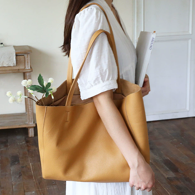 李記 | 原創手工真皮 | 簡約い大容量の托特包11288號