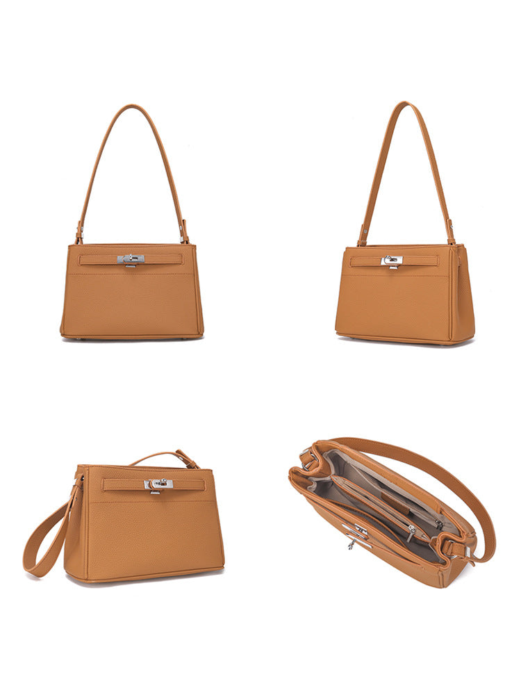 李記 | 原創手工真皮 | 頭層牛皮い復古鎖扣お腋下包11805號