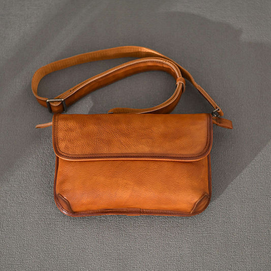 李記 | 原創手工真皮 | 韓國版メ極簡 植鞣皮休閒斜唄包13765號