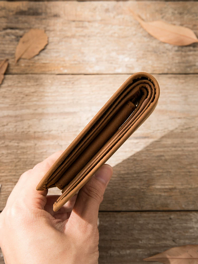 李記 | 原創手工真皮 | 瘋馬皮~簡約短款錢包15482號