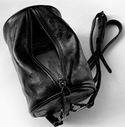 Li Ji | Original handmade leather | French style casual retro cylindrical crossbody bag No. 167