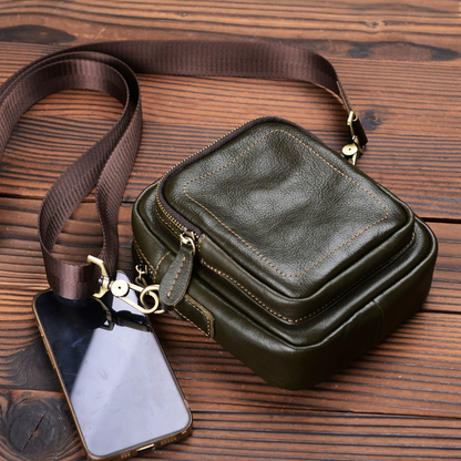 李記 | 原創真皮手工 | 很輕便復古の小方包172號