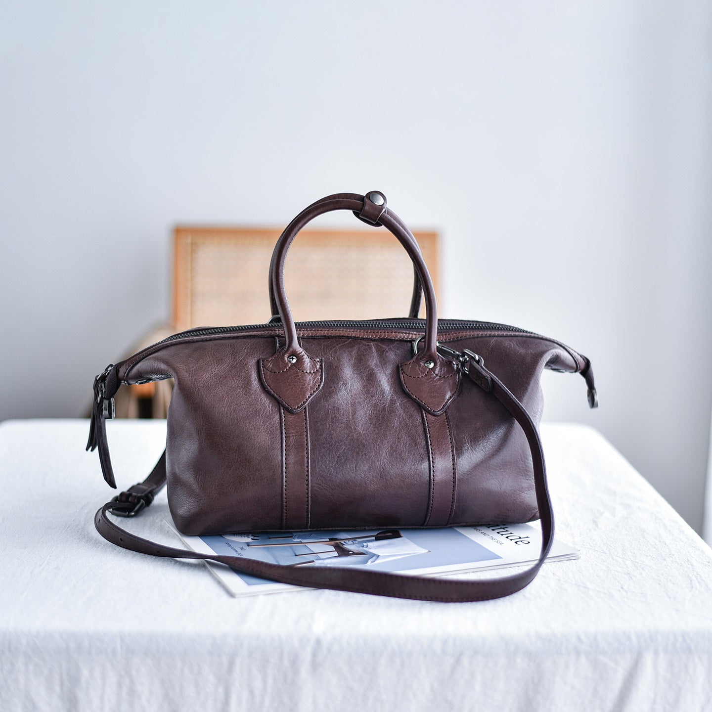 李記 | 原創手工真皮 | 日常出街必備の簡約波士頓包19186號