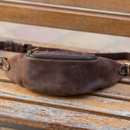 李記 | 原創真皮手工 | 高品質の牛革 多機能單肩包 56887號