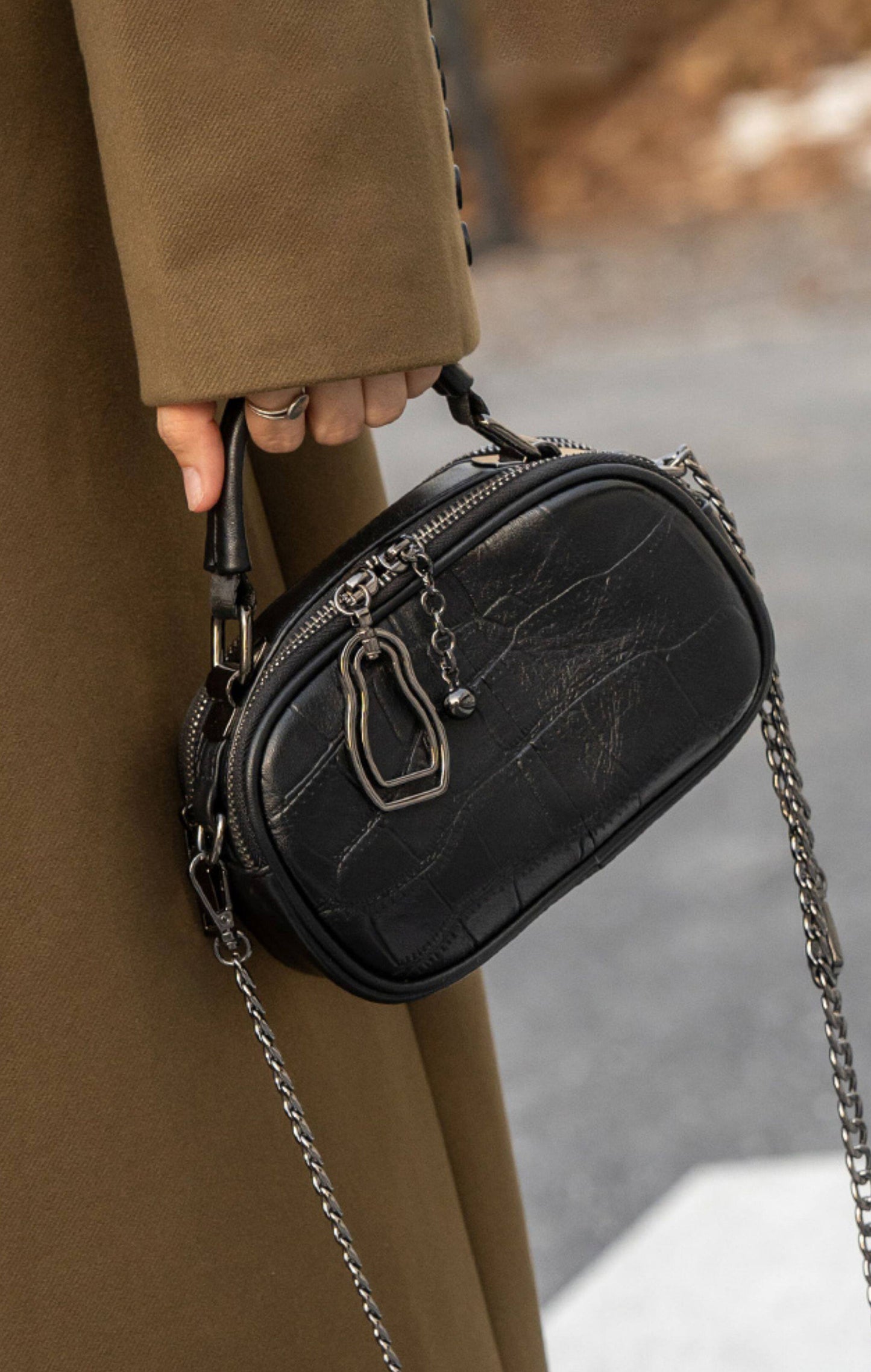 李記 | 原創手工真皮 | 剛柔並済の美し斜唄包N128號