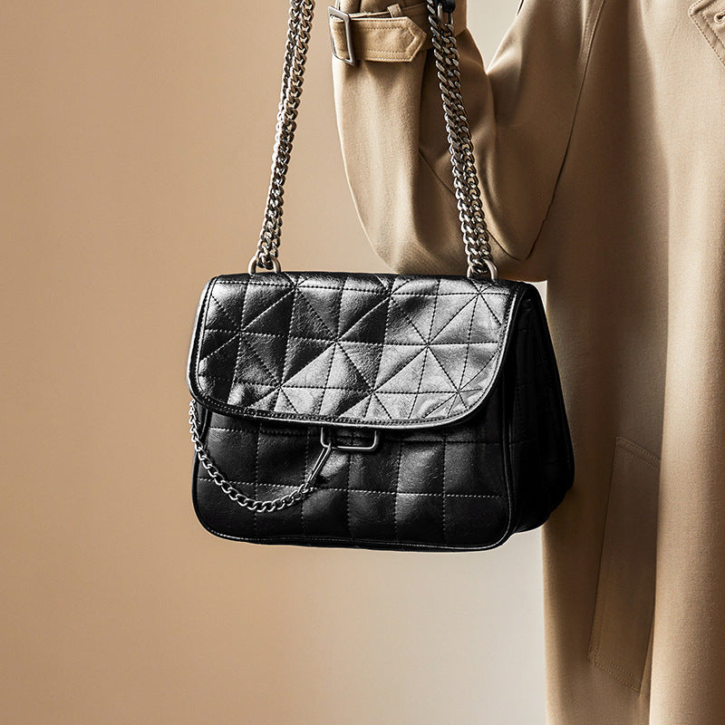 李記 | 原創手工真皮 | 定型設計ふ立體な菱格子鏈條包20398號