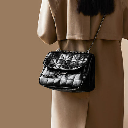 李記 | 原創手工真皮 | 定型設計ふ立體な菱格子鏈條包20398號