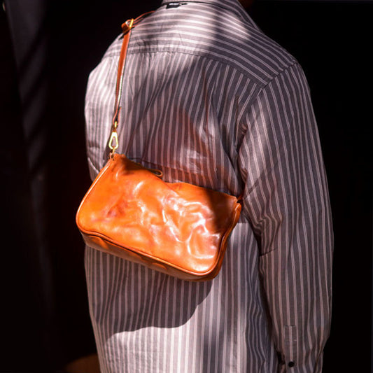 李記 | 原創手工真皮 | 頭層牛革シ手作り做舊簡約情侶款包2076號