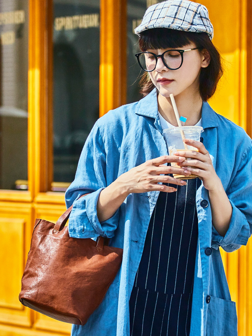 李記 | 原創手工真皮 | 日系い簡約風格の軟皮手提包21092號